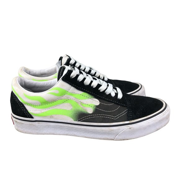 Vans Shoes - Vans Unisex 7M 8.5W Old Skool Flame Black Green Leather Low Top Lace-Up Sneakers